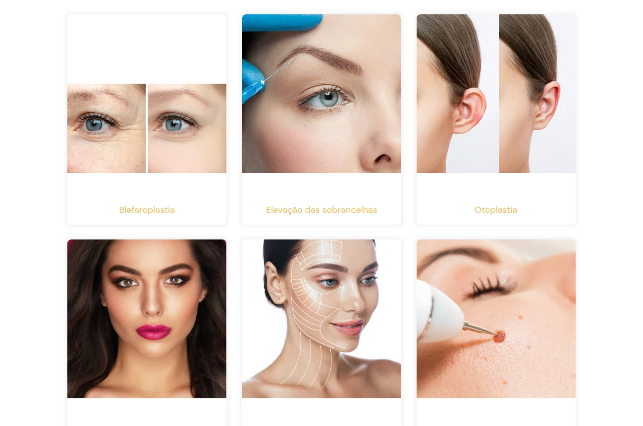 Seção de procedimentos faciais do site da Dra. Cristiana Capell